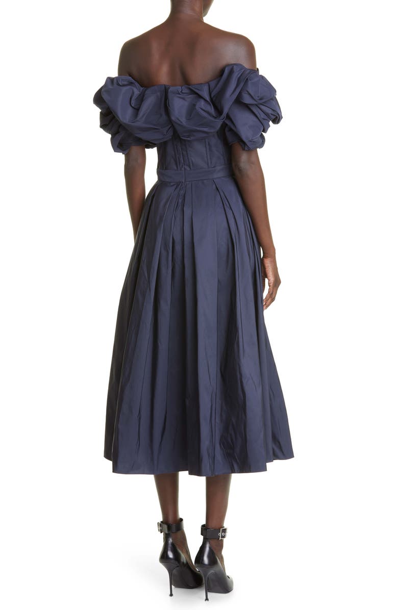 McQueen Off the Shoulder Faille Corset Dress, Alternate, color, 