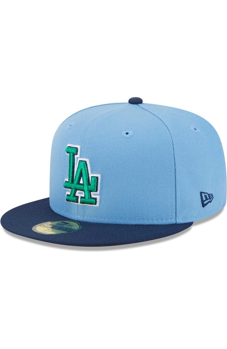 New Era Men's New Era Light Blue/Navy Los Angeles Dodgers Green Undervisor 59FIFTY Fitted Hat, Alternate, color, Light Blue