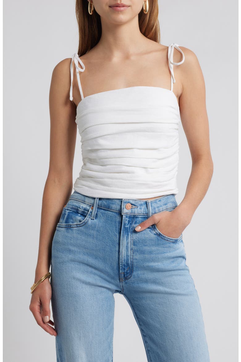 Tie Strap Linen Blend Tank, Main, color, WHITE