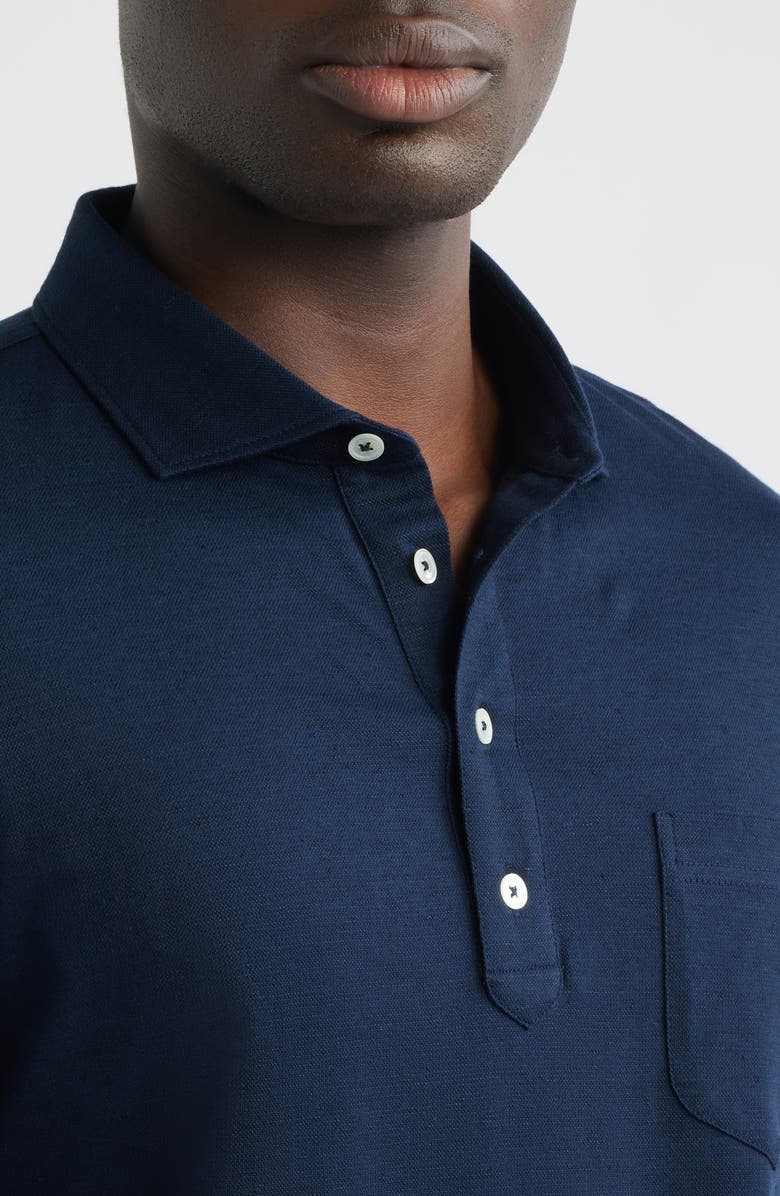 Peter Millar Landon Crown Crafted Long Sleeve Polo, Alternate, color, Navy