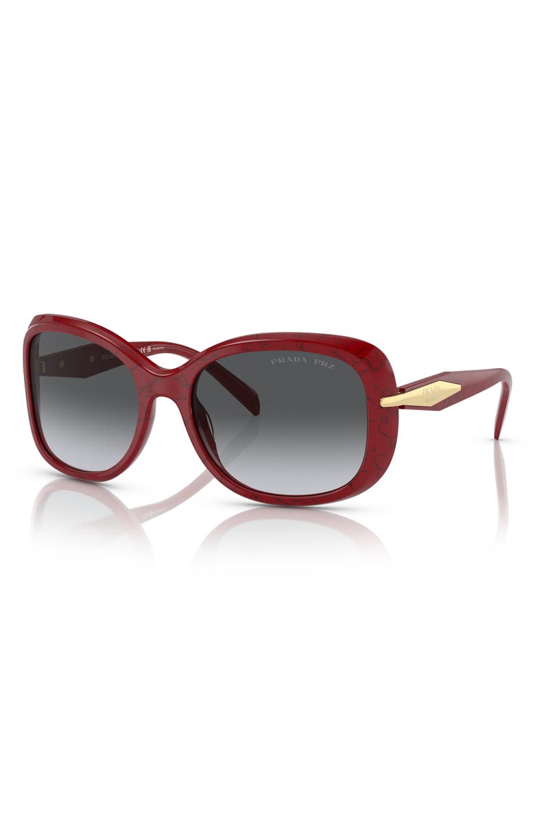 Prada 57mm Oversize Polarized Round Sunglasses, Alternate, color,
