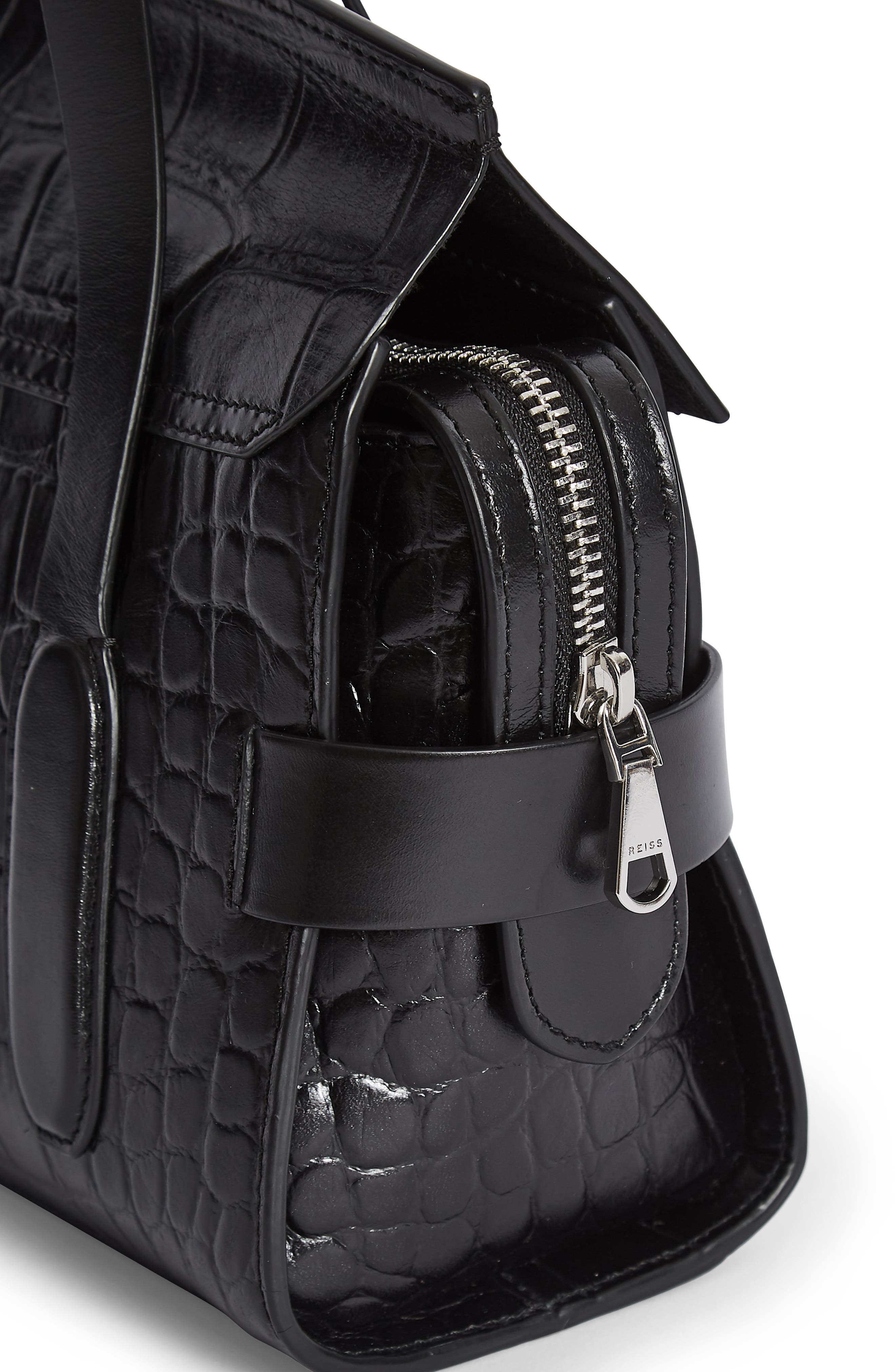 Reiss Sophie Croc Embossed Leather Crossbody Bag, Alternate, color, 