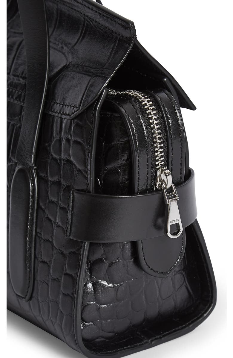 Reiss Sophie Croc Embossed Leather Crossbody Bag, Alternate, color,