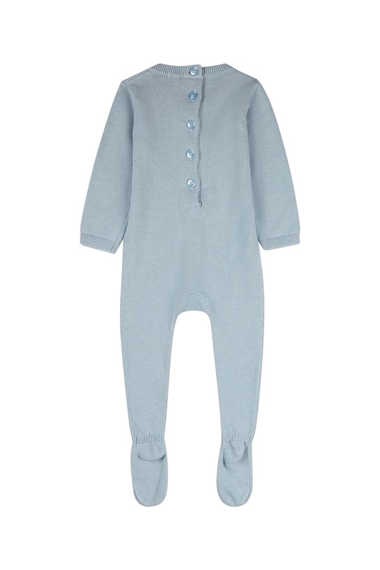 Baby Footie with Tonal Knit Bow, Alternate, color, Blue