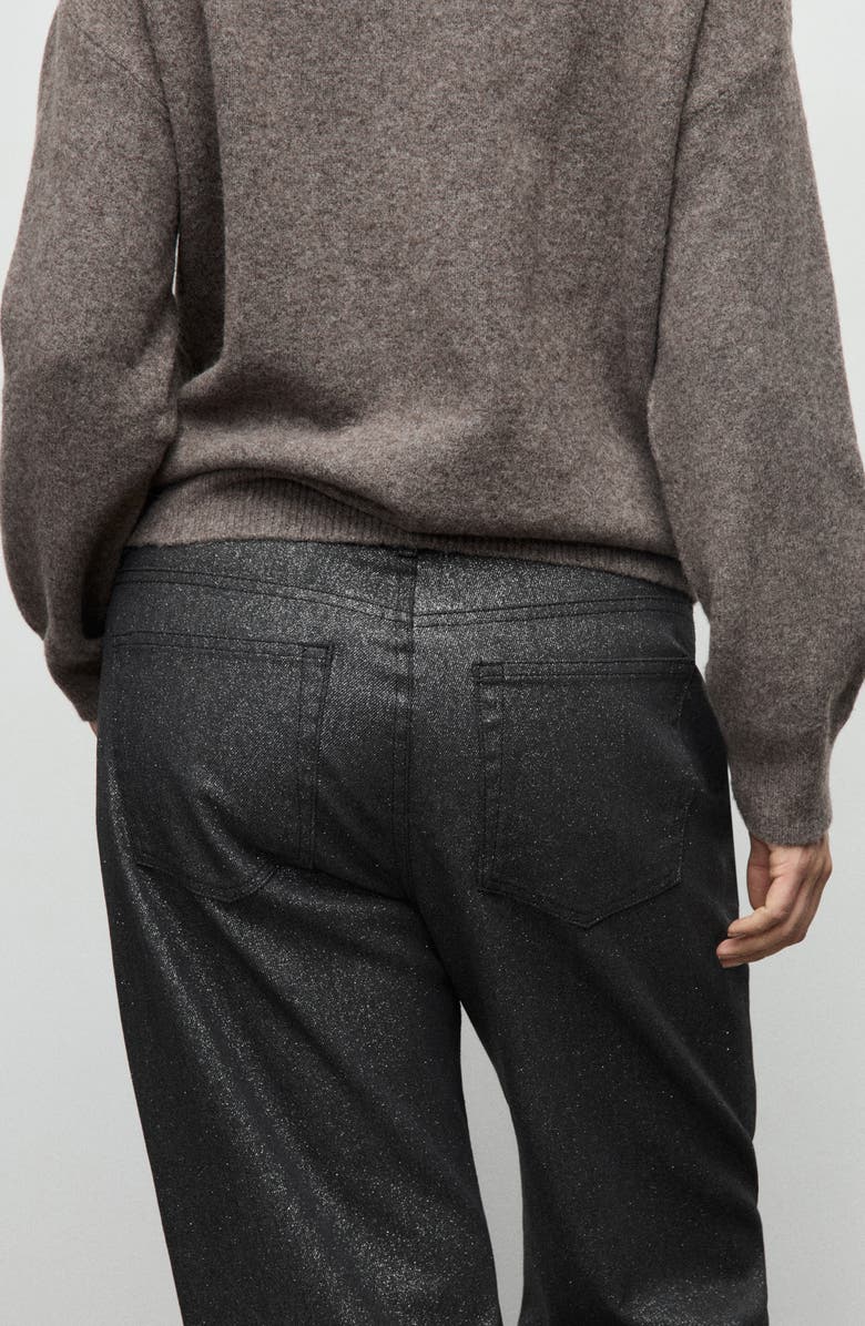 MANGO Metallic Straight Leg Jeans, Alternate, color,