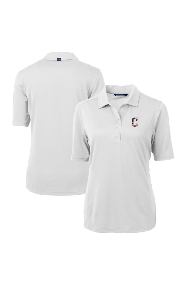 Cutter & Buck Women's Cutter & Buck White Cleveland Guardians Americana Logo DryTec Virtue Eco Pique Recycled Polo, Main, color, 