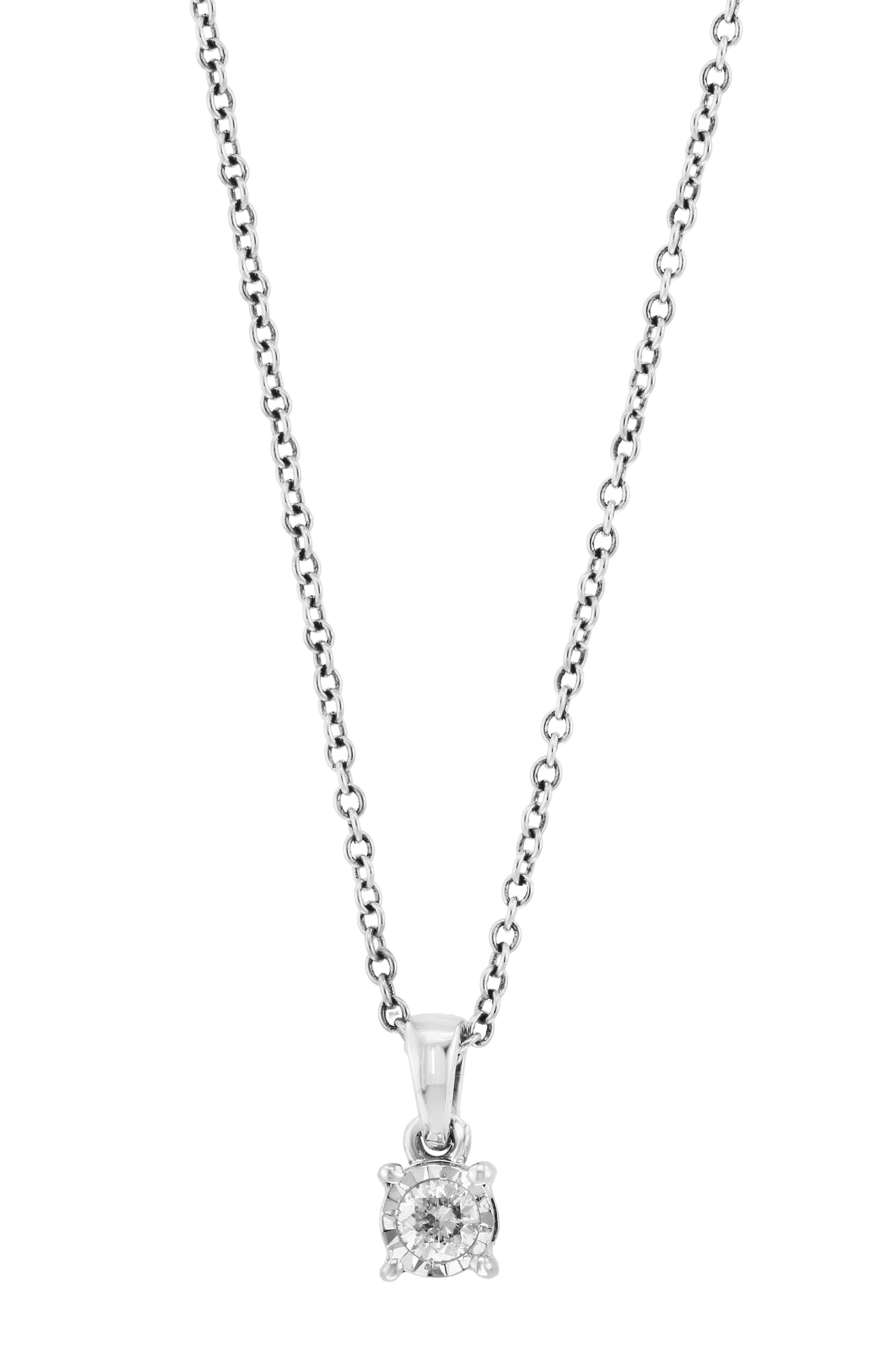 EFFY Sterling Silver Round Diamond Pendant Necklace