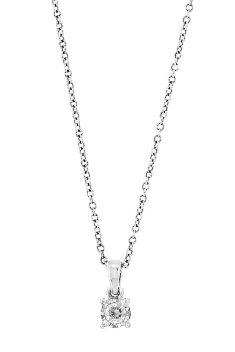 Sterling Silver Round Diamond Pendant Necklace, Main, color, SILVER