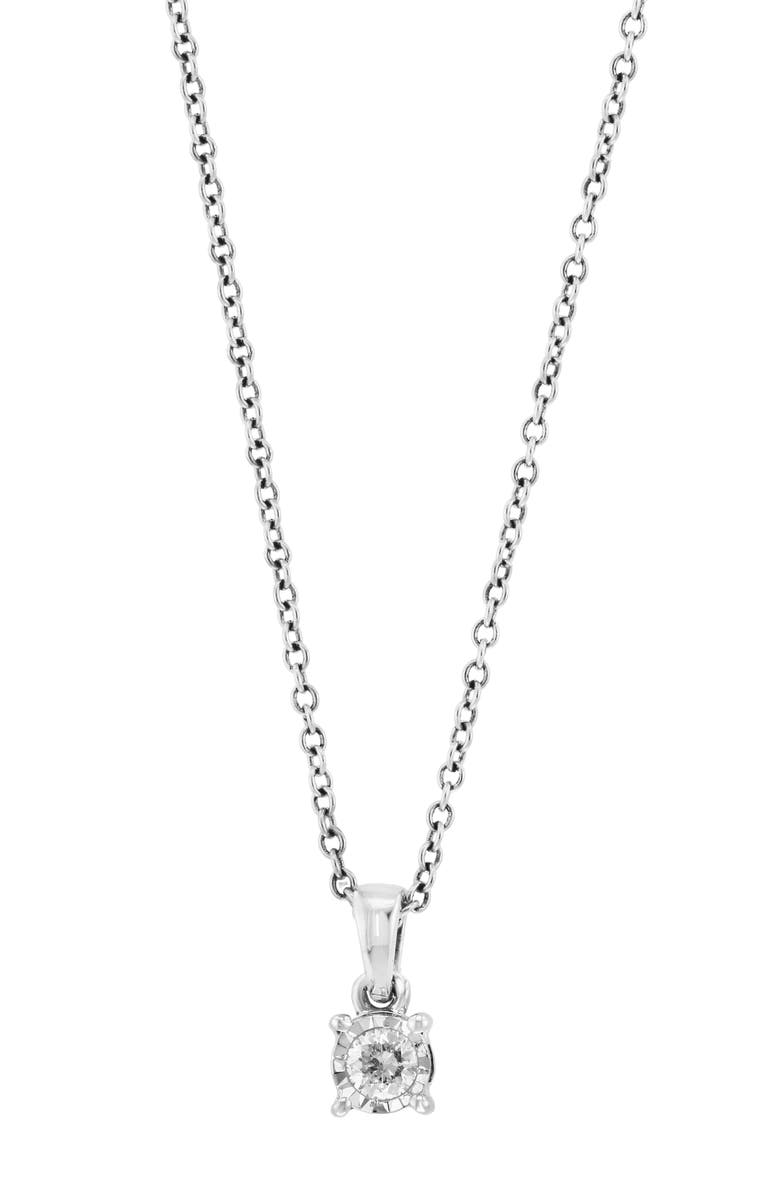 EFFY Sterling Silver Round Diamond Pendant Necklace, Main, color, Silver