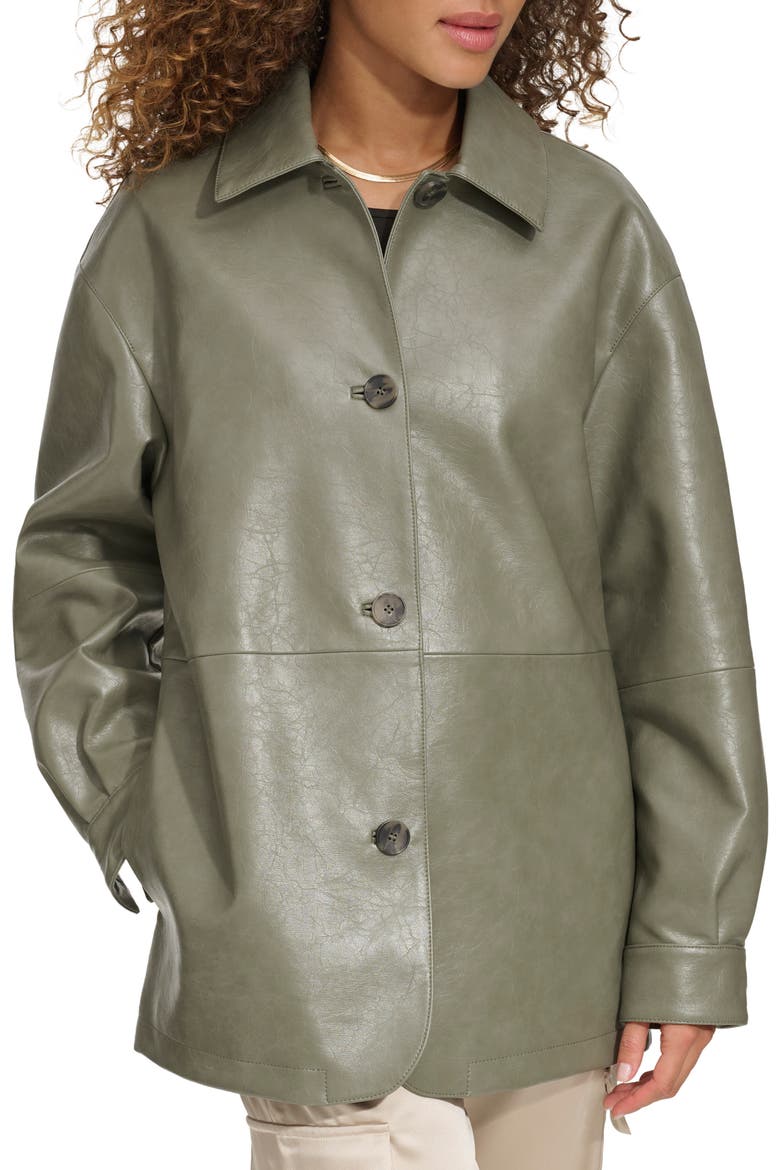 Oversize Faux Leather Relaxed Jacket, Main, color, SAGE