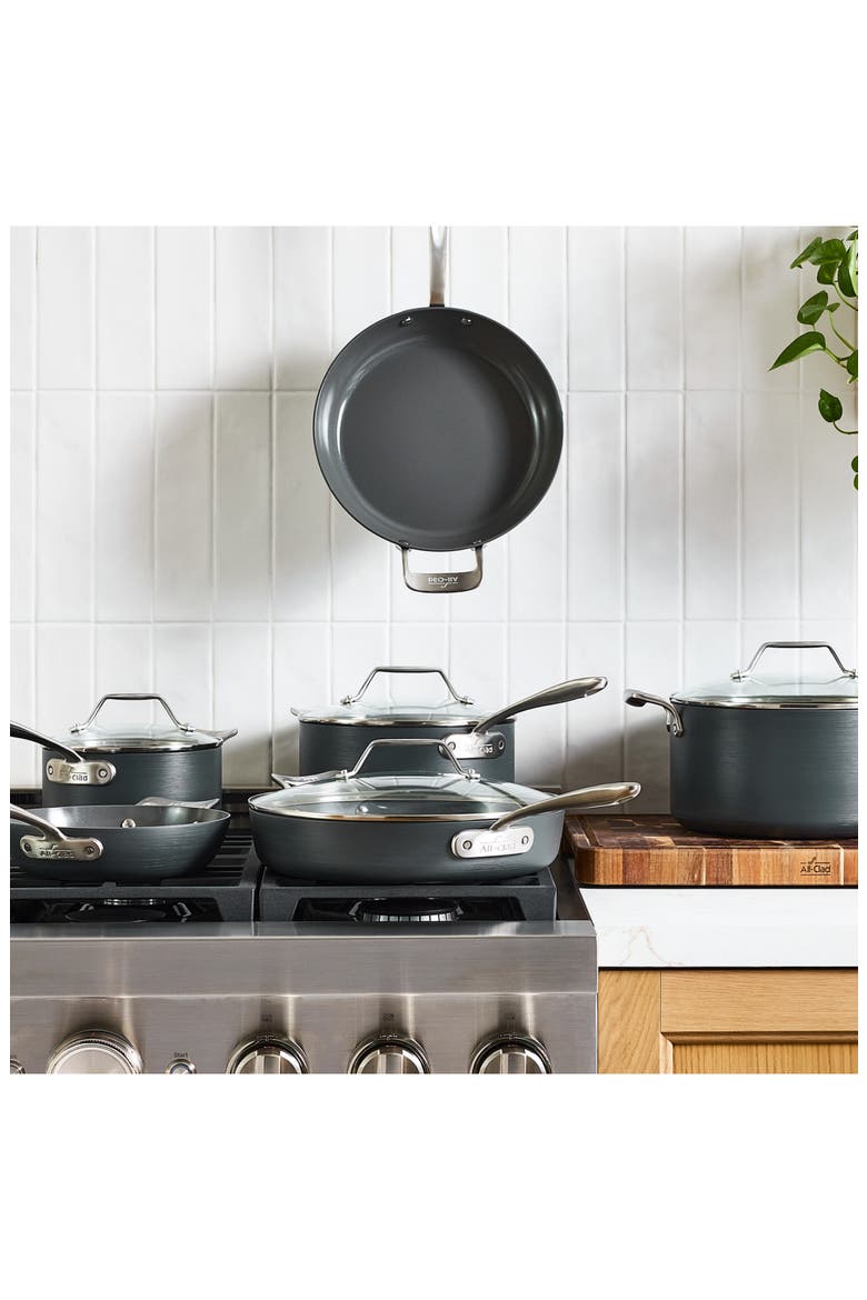 HA1 10-Piece Hard-Anodized Ceramic Nonstick Cookware Set, Alternate, color, GRAY