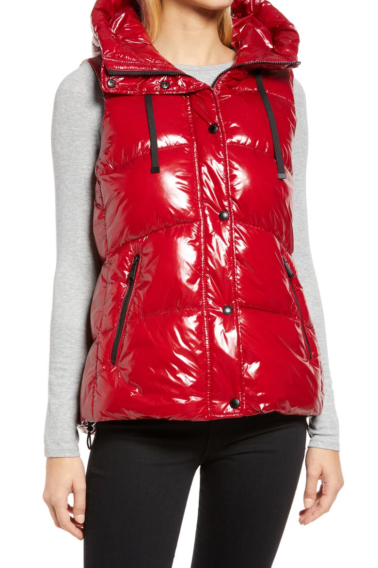 Hooded Puffer Vest, Alternate, color, BEET RED