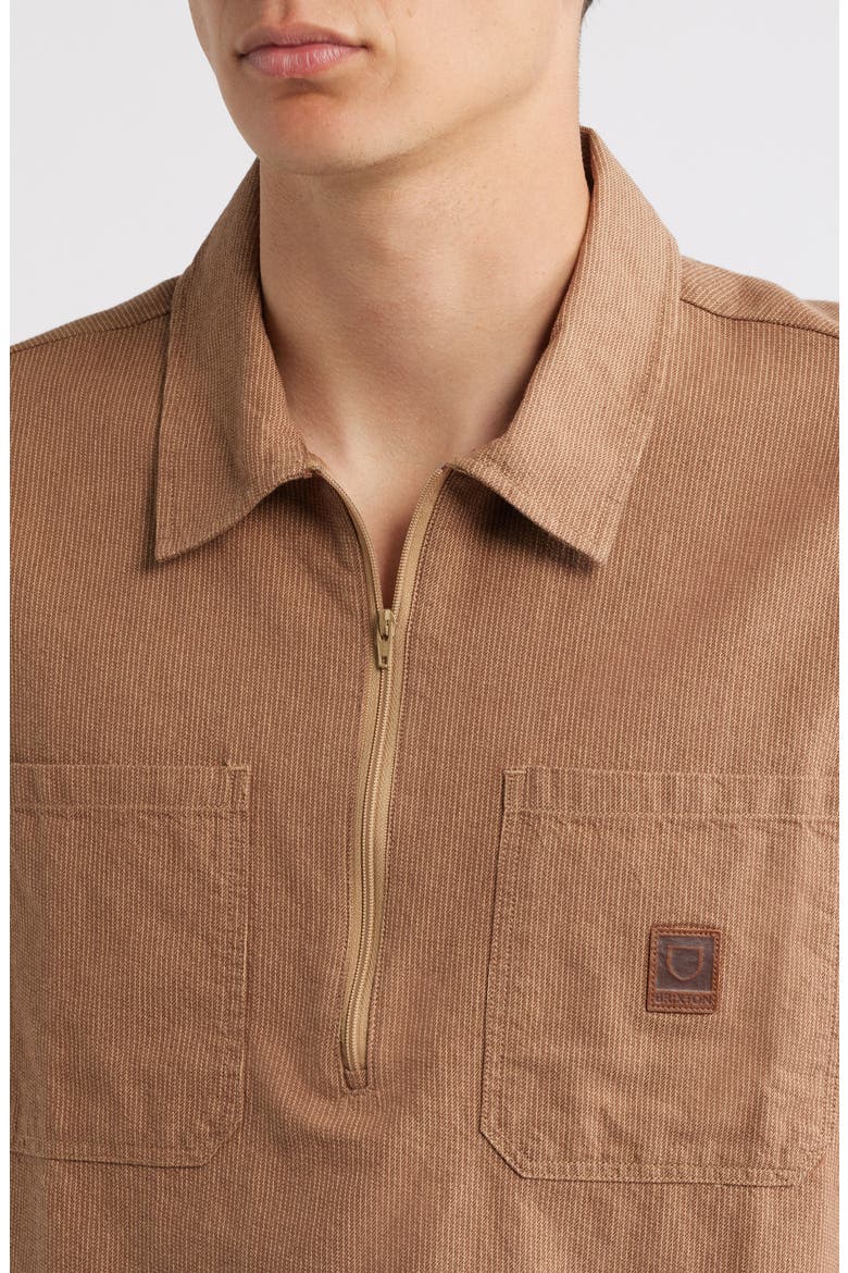 Brakeman Striped Half Zip Shirt, Alternate, color, BROWN/ TAN STRIPE