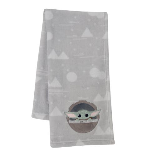 Lambs & Ivy Star Wars Mandalorian The Child/baby Yoda Fleece Baby Blanket In Gray
