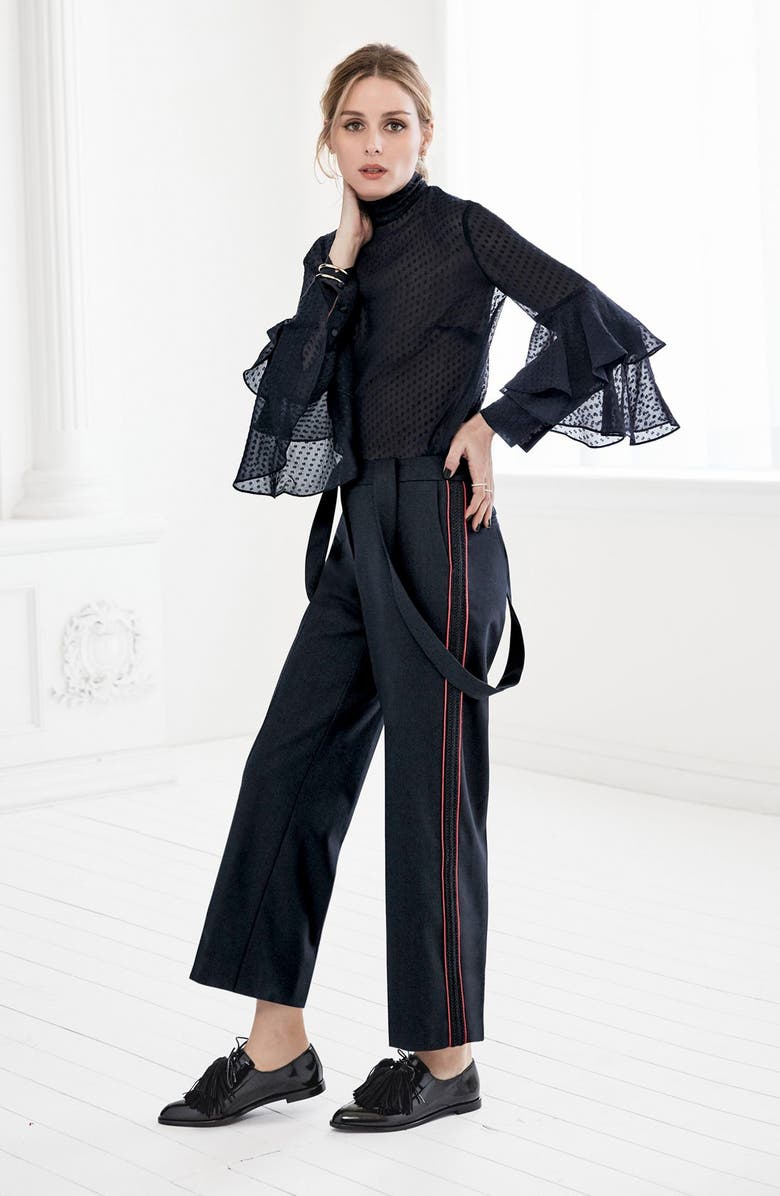 Olivia Palermo + Chelsea28 High Rise Crop Suspender Pants, Alternate, color,