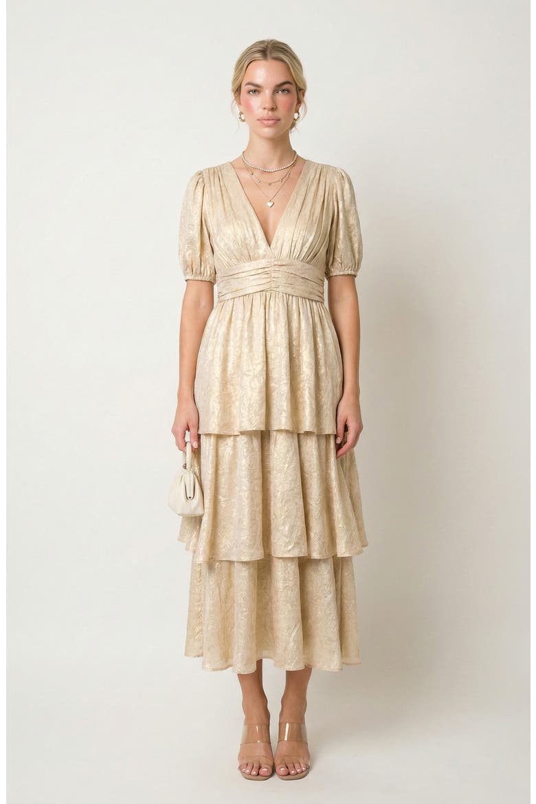 Shimmering Maxi Dress, Main, color, Champagne Gold