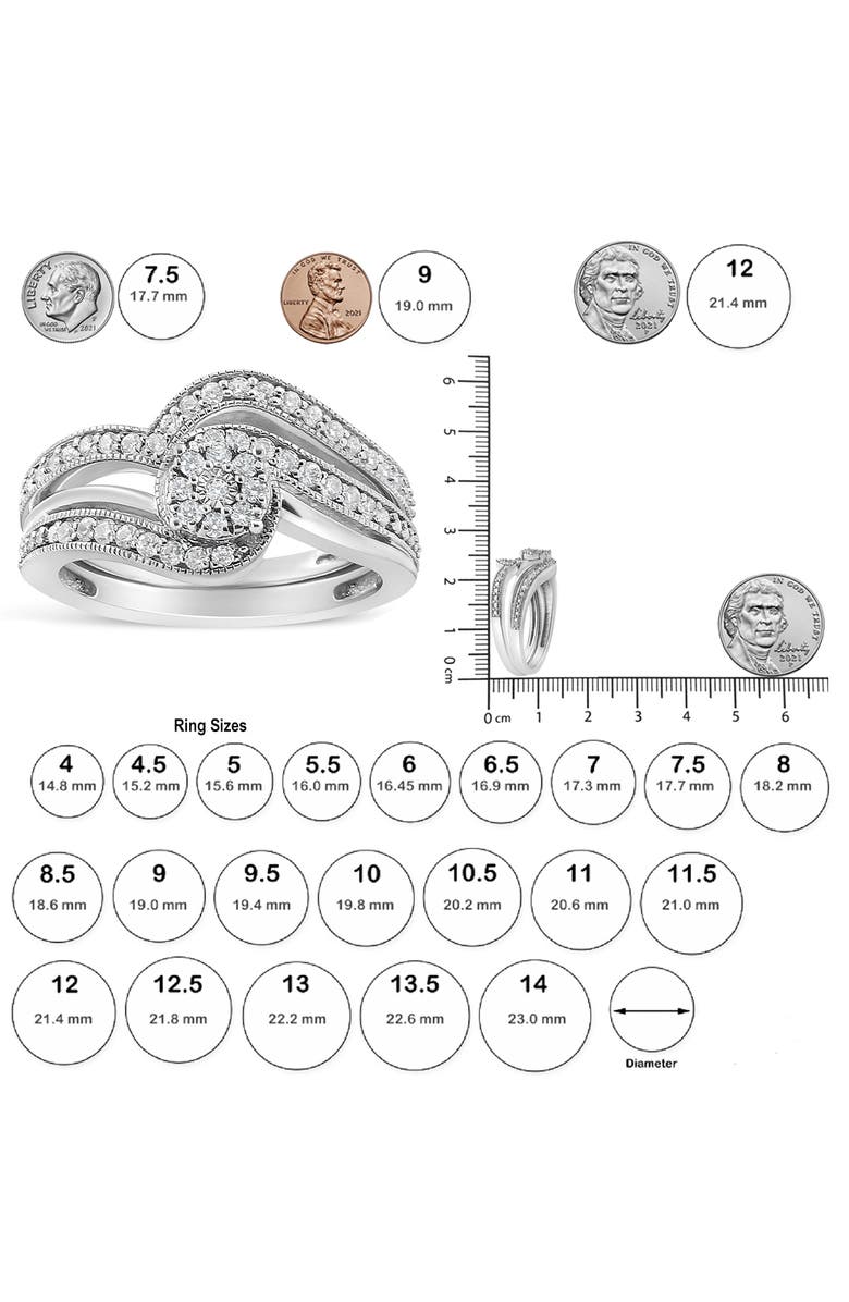 Haus of Brilliance Silver 1/3 Cttw Multi-Diamond Bridal Set Ring and Band, Alternate, color, White