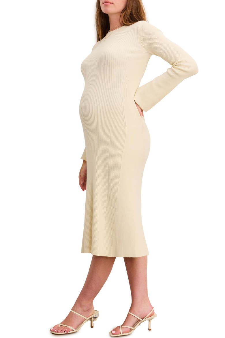 The Odette Ribbed Midi Dress, Alternate, color, Ivory