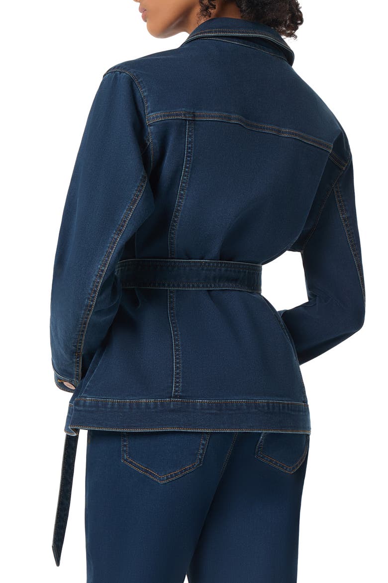Belted Denim Knit Trucker Jacket, Alternate, color, WEST POINT WASH