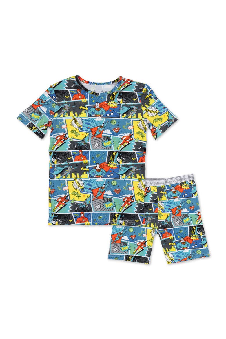 Justice League Hero Kids 2-Piece Short Sleeve & Shorts Pajama Set, Main, color, Justice League Hero