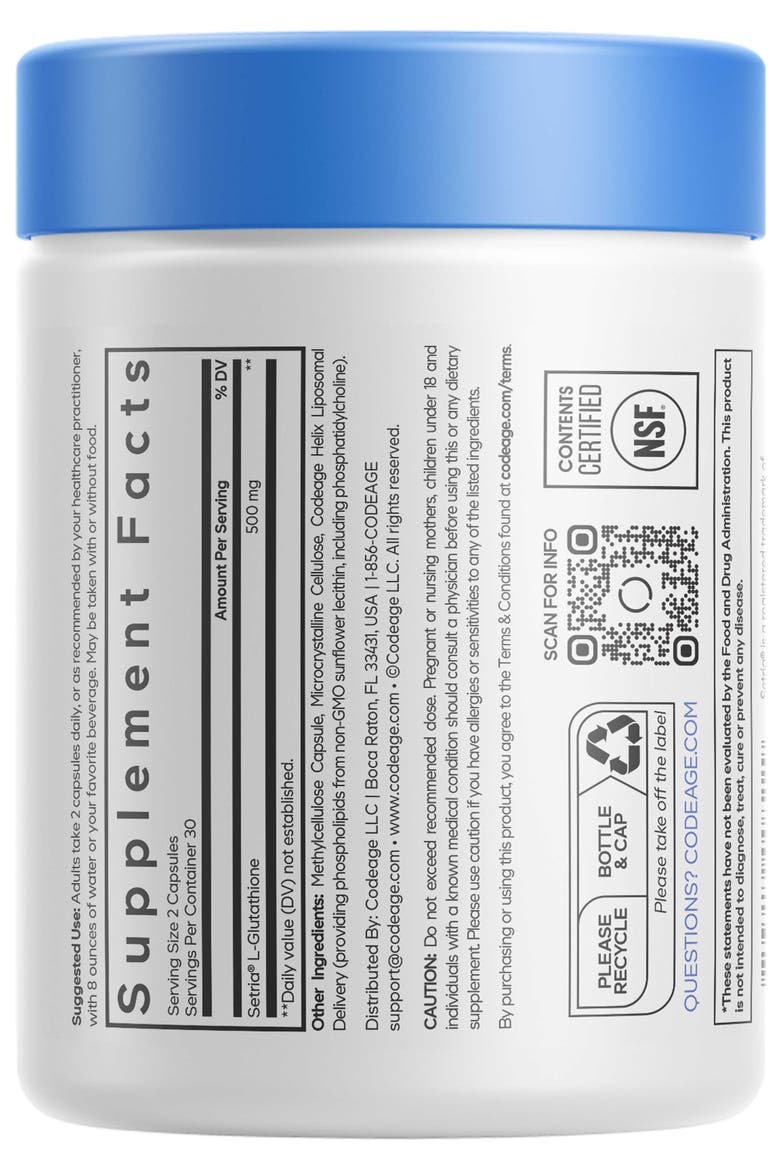 Liposomal Glutathione Setria® L-Glutathione Supplement, Alternate, color, White