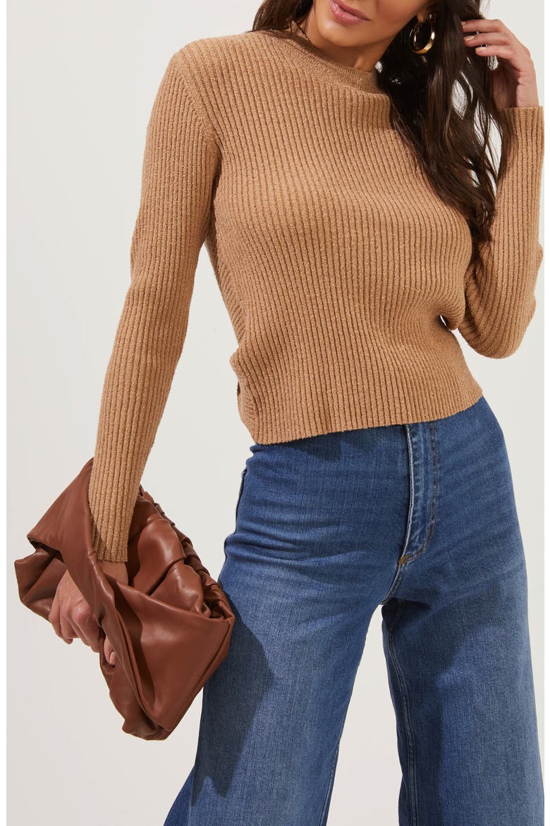 Prescott Twist Back Cutout Sweater, Alternate, color, CAMEL