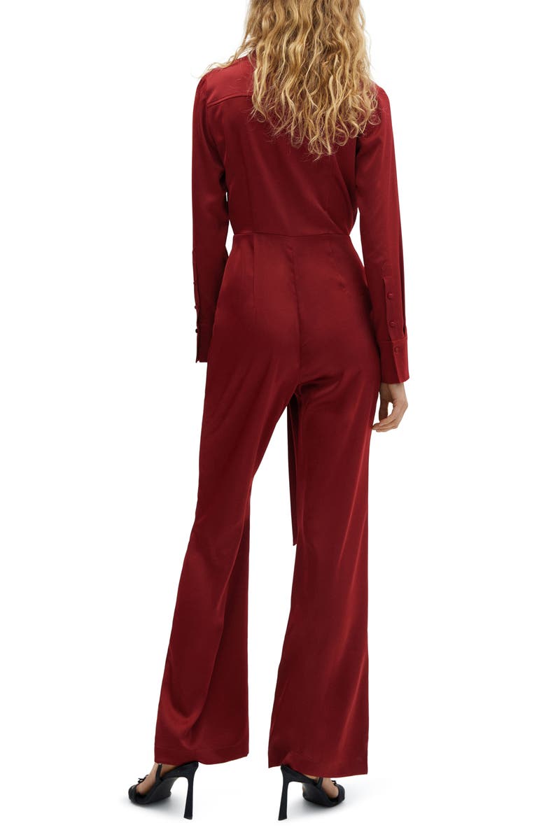 MANGO Wrap Waist V-Neck Long Sleeve Jumpsuit, Alternate, color, 