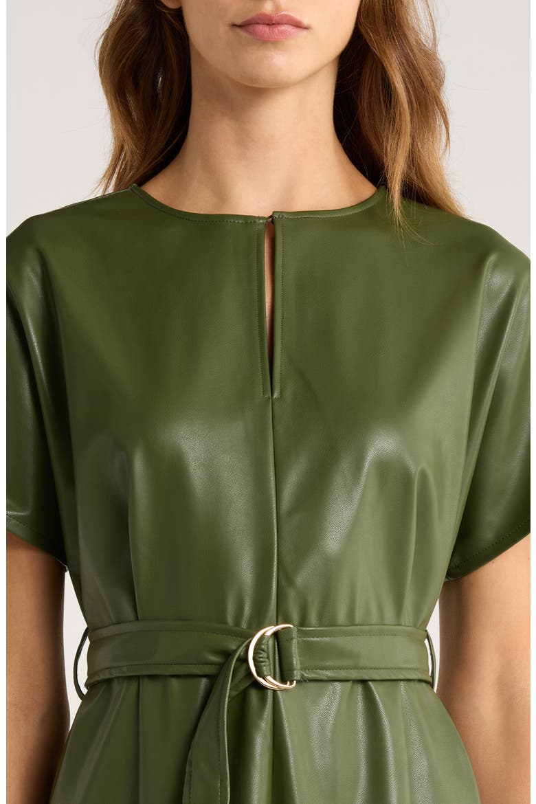 Faux Leather Midi Dress, Alternate, color, SPRUCE