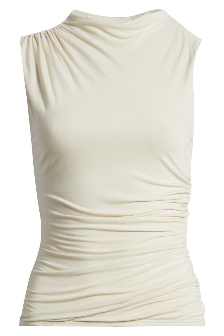 Christen Ruched Funnel Neck Top, Alternate, color, IVORY