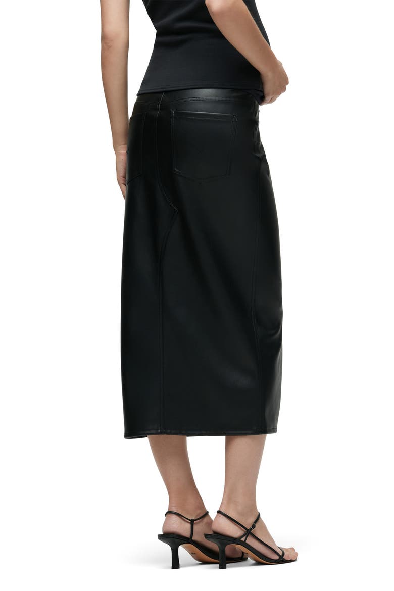 Reconstructed Faux Leather Midi Skirt, Alternate, color, BLACK