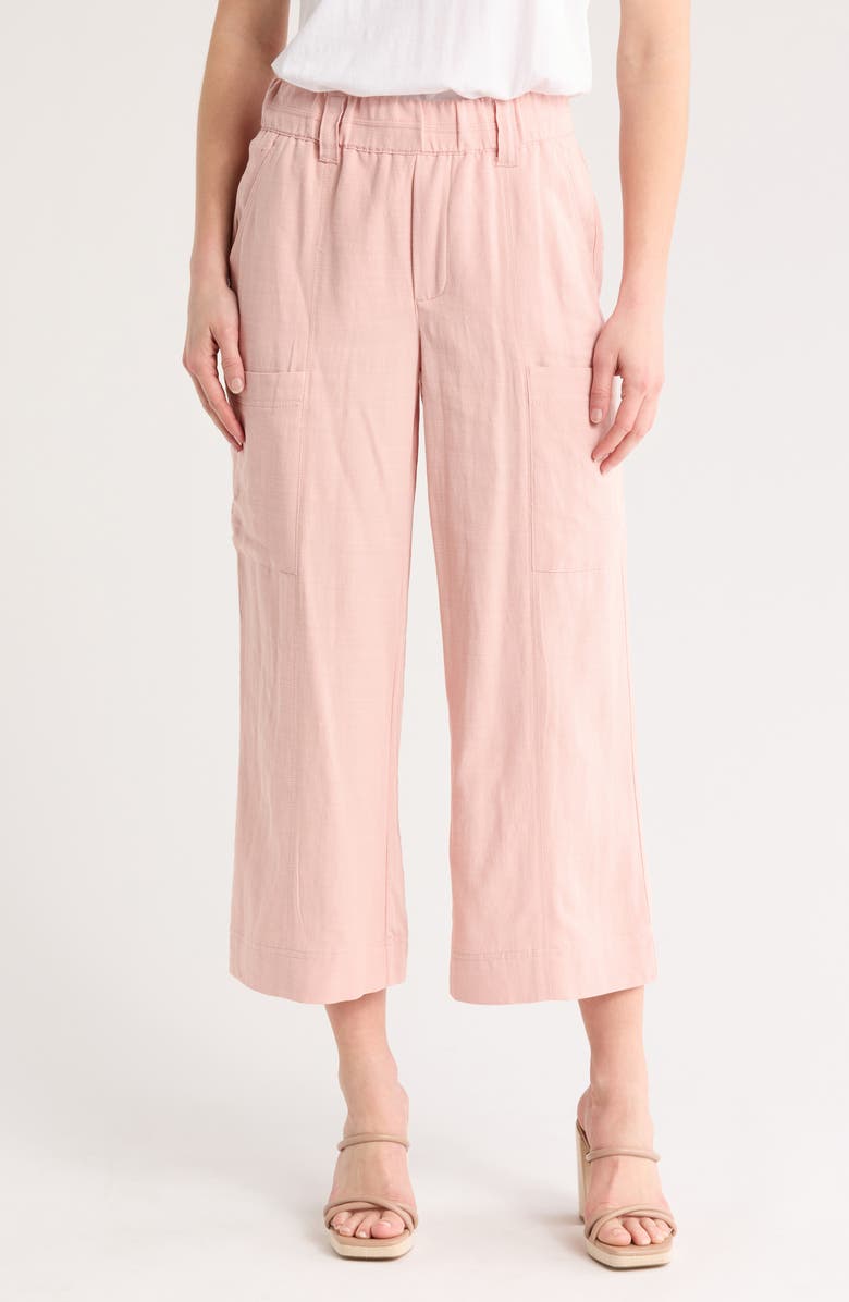 Democracy Pull-On Crop Wide Leg Pants, Main, color, Rose Bloom