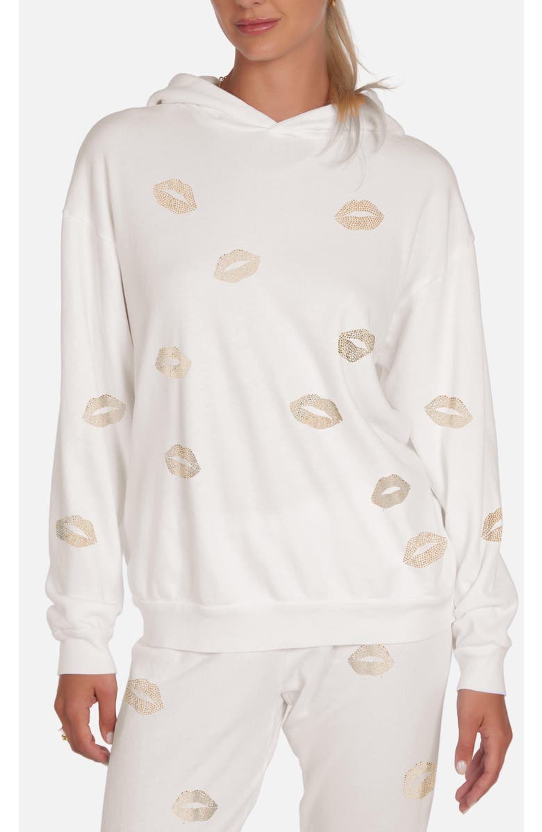 Lauren Moshi Harmony Crystal Multi Stars Hoodie, Main, color, Faded White
