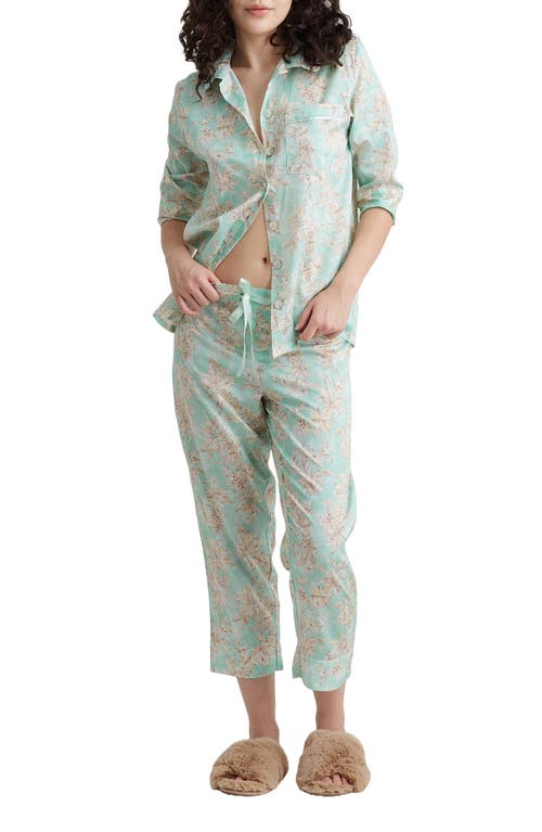 Papinelle Bridget Crop Cotton Sateen Pajamas in Mint 