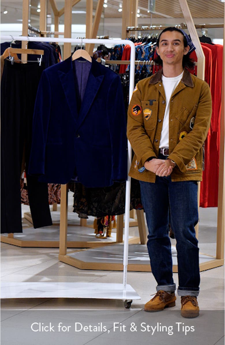 Erie Peaked Lapel Stretch Velvet Dinner Jacket, sales video thumbnail