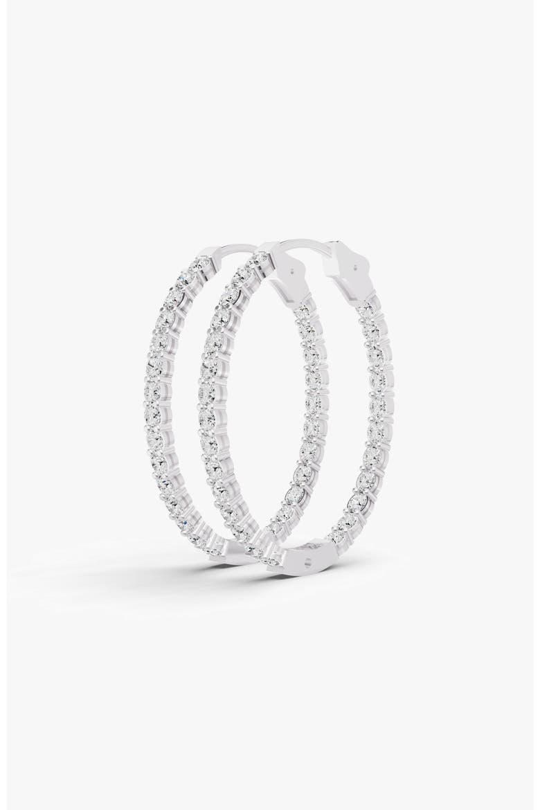 14K Gold 7 ct Earrings Oval In & Out Diamond Hoops, Alternate, color, White Gold
