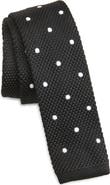 CLIFTON WILSON Black Polka Dot Knit Silk Tie