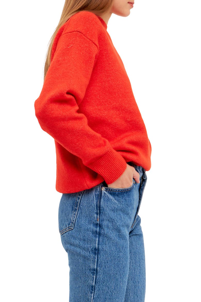 Relaxed Fit Mock Neck Sweater, Alternate, color, ORANGE