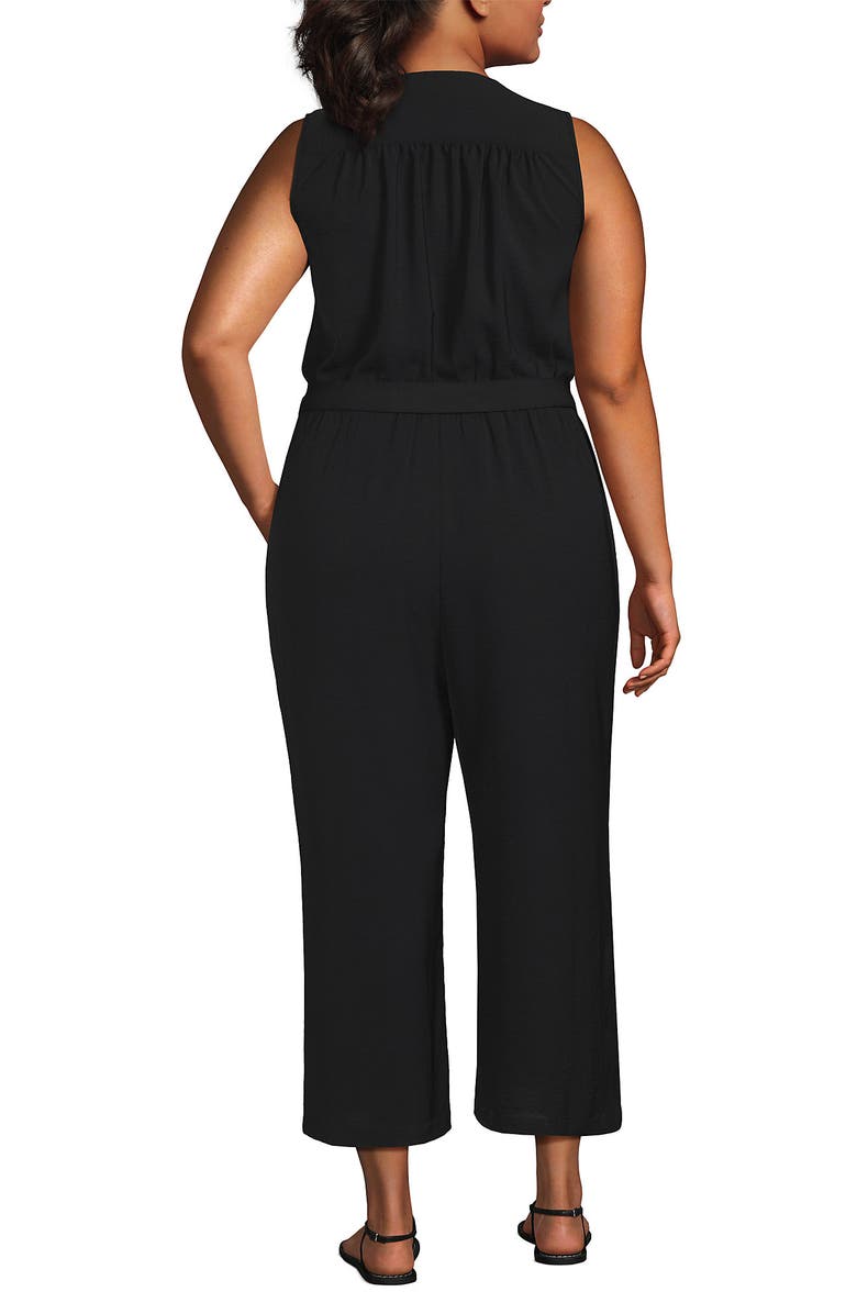 Lands' End Sleeveless Creaseless Wrap Jumpsuit, Alternate, color, 