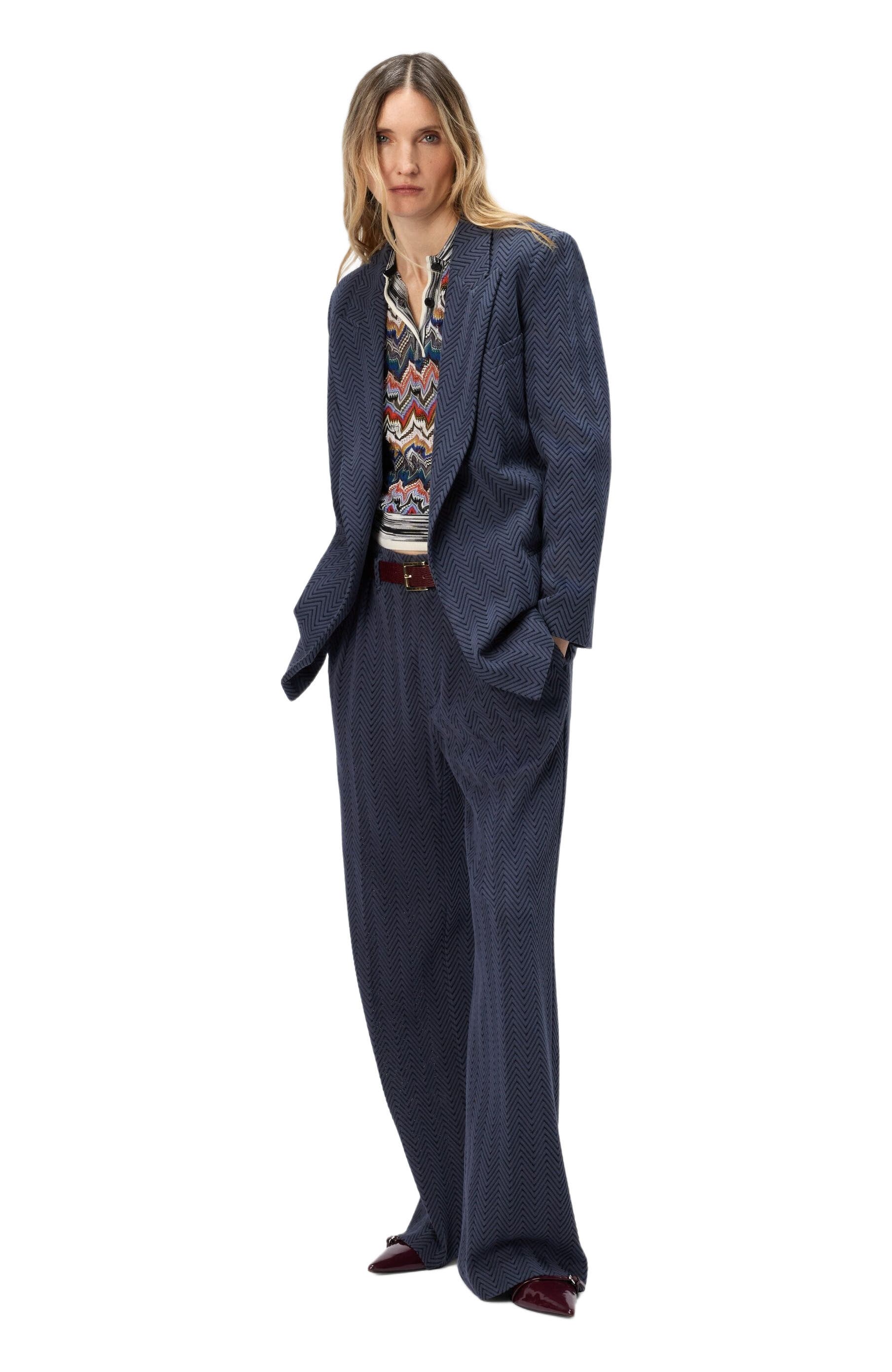 Single-breasted Blazer With Zigzag Pattern