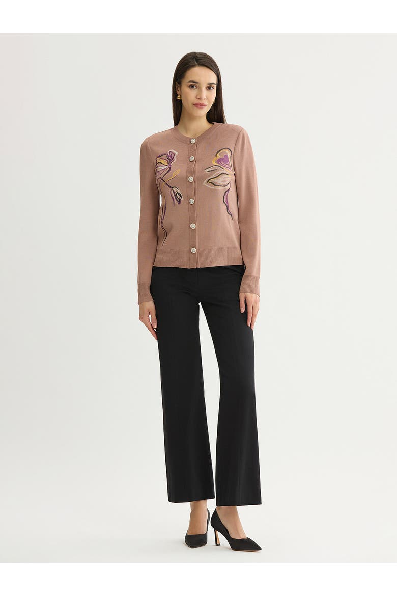 Relaxed Floral Embroidered Knit Cardigan, Alternate, color, Charmeuse/Fresh Purple