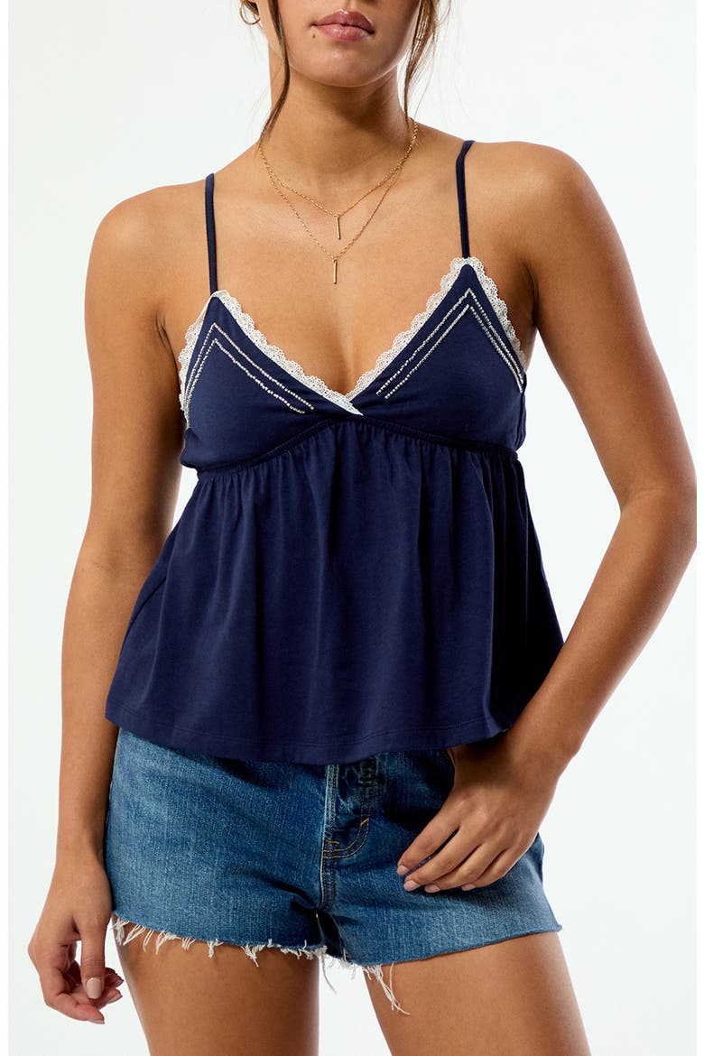 Elena Beaded Babydoll Camisole, Main, color, NAVY