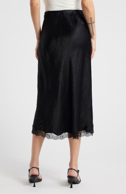 Rails Rylan Crinkle Satin Slip Skirt In Black Crinkle