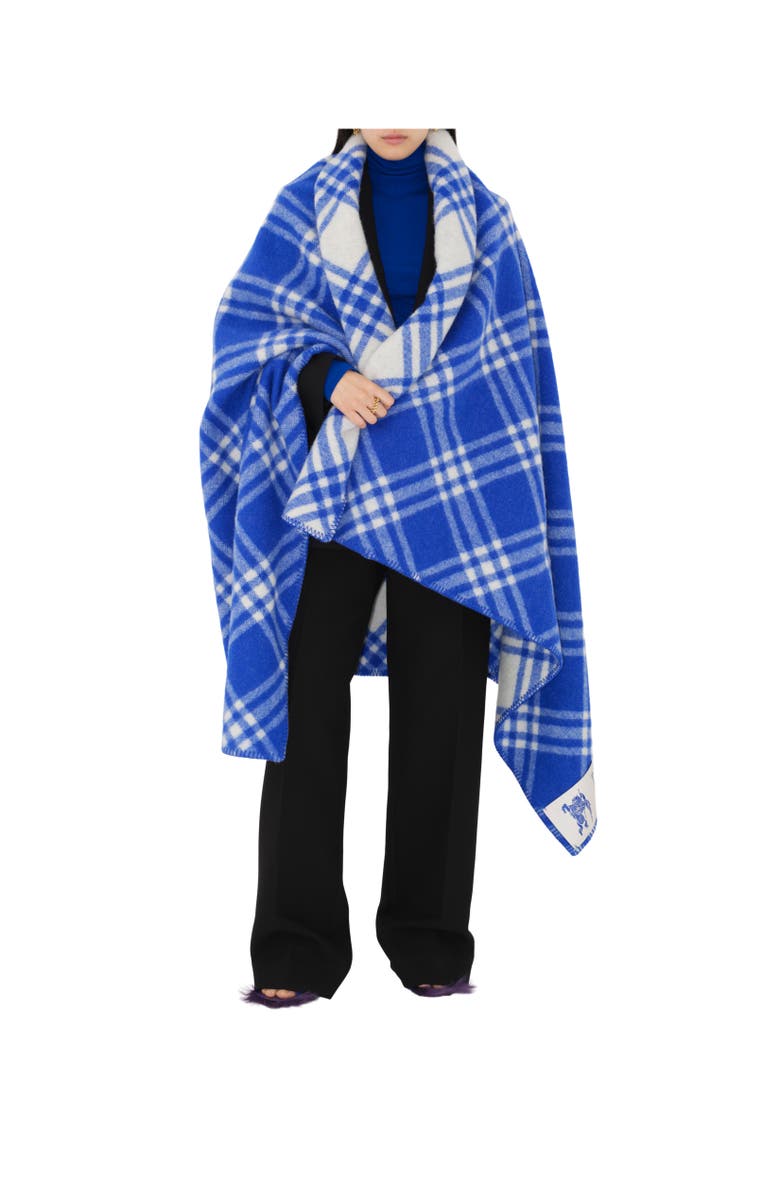 Burberry Check Wool Blanket, Alternate, color, Knight
