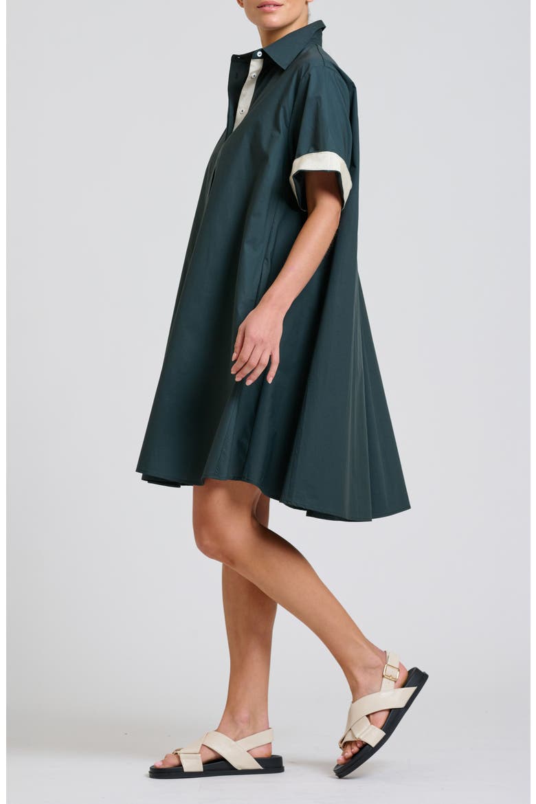 Grossgrain Ribbon Cotton Trapeze Shirtdress, Alternate, color, SLATE