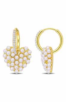 2-2.5mm Cultured Freshwater Pearl Heart Drop Earrings