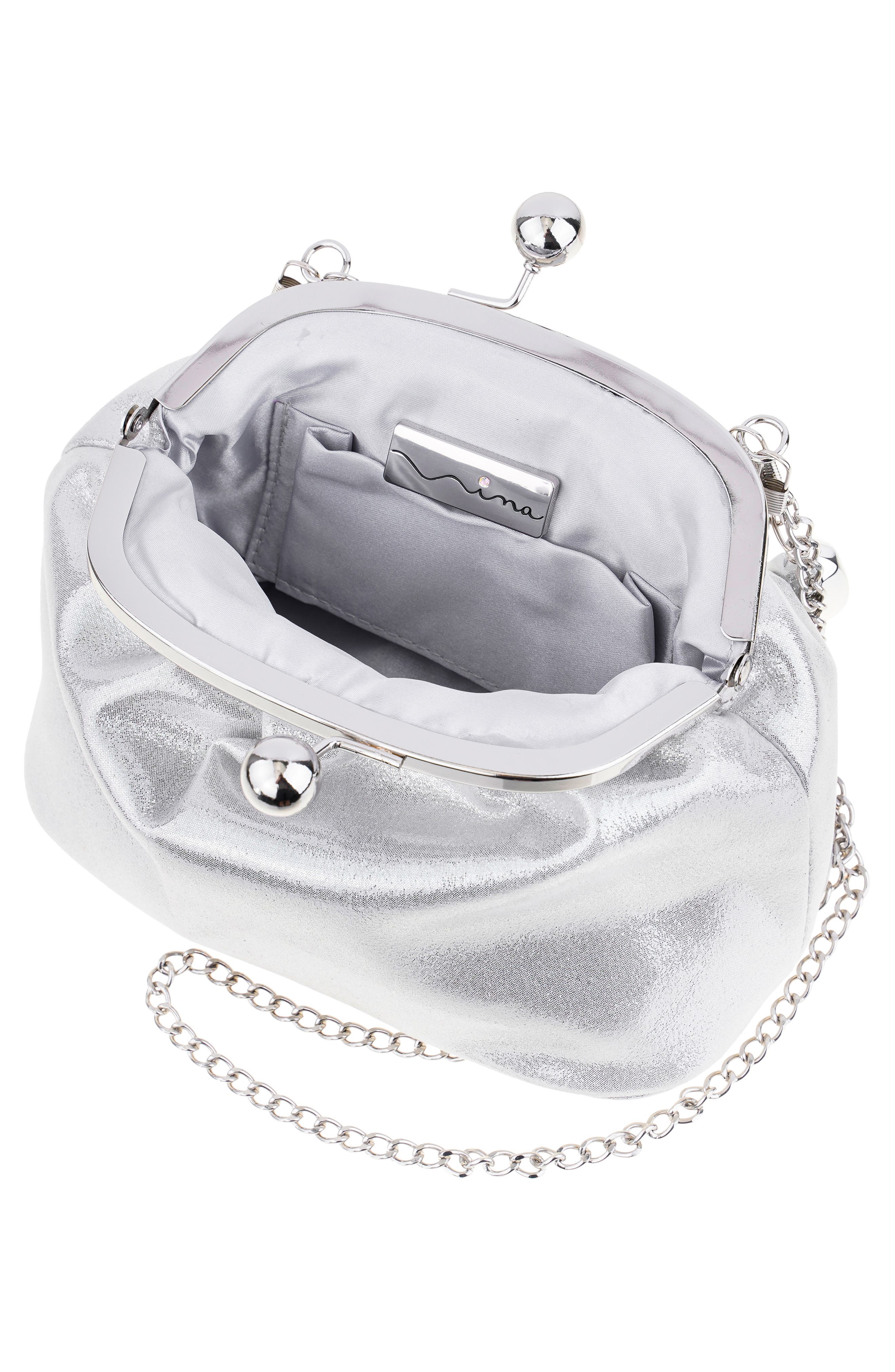 Vespera Frame Clutch, Alternate, color, SILVER