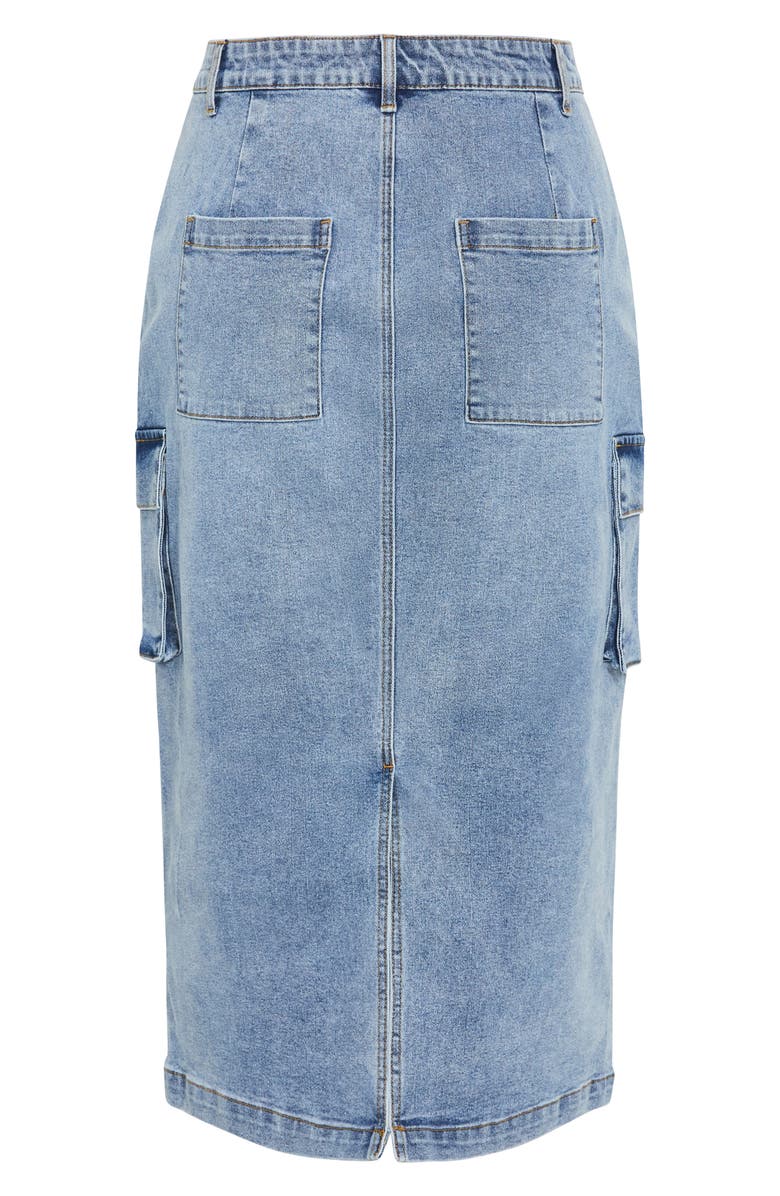 City Chic Raya Denim Midi Cargo Skirt, Alternate, color, 