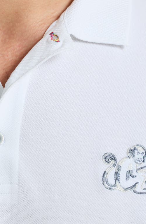 Robert Graham Monkey Business Embroidered Cotton Piqué Polo