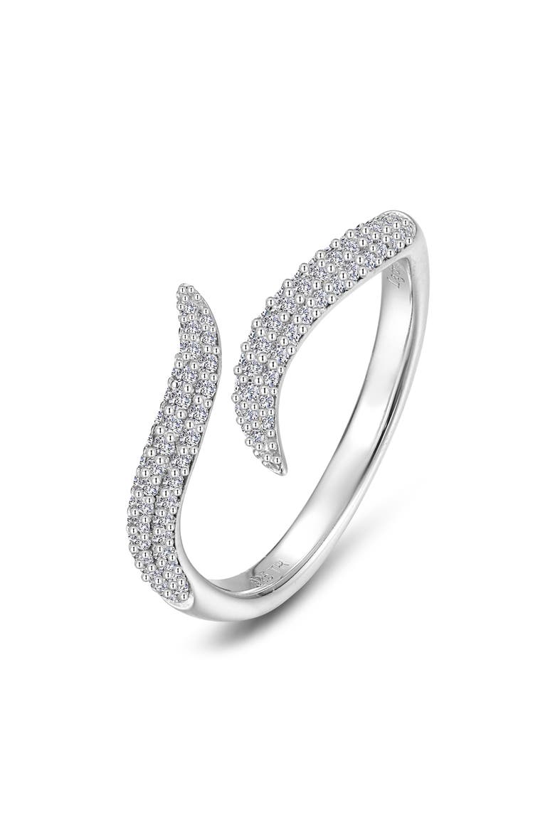 Pavé Simulated Diamond Bypass Ring, Main, color, WHITE/ SILVER