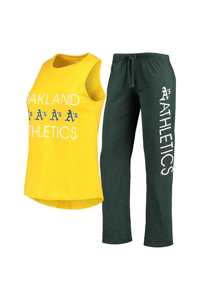 Women's Concepts Sport Green/Gold Oakland Athletics Meter Muscle Tank Top & Pants Sleep Set, Main, color, Green